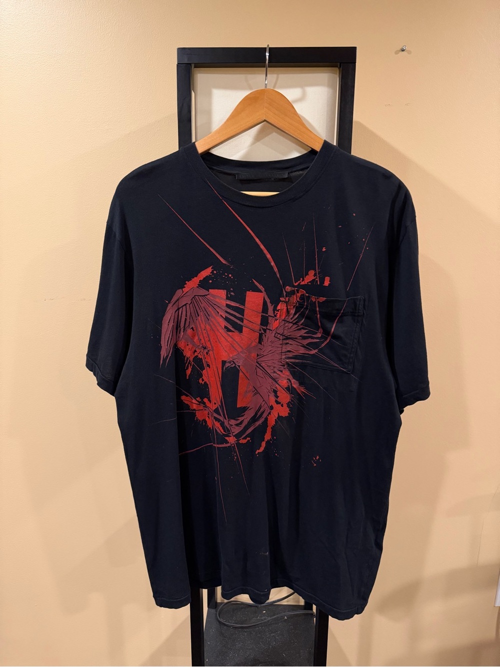 Haider Ackermann Oversized HA Red / Black Reversible Pocket T-Shirt
